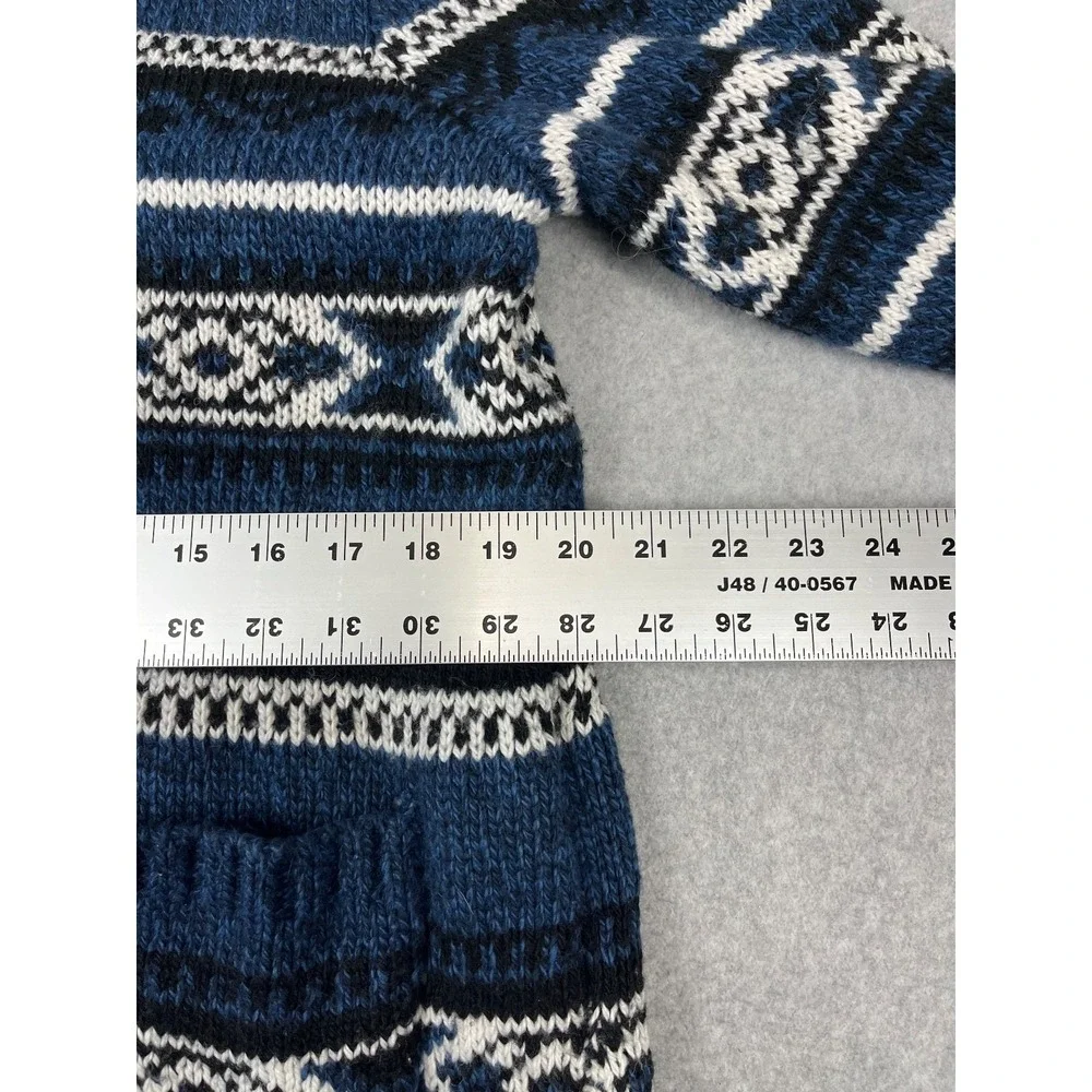 Old Navy Cardigan Mens XL Blue Fair Isle Shawl Collar Wool Blend Sweater